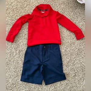 Under Armour Kids Navy Shorts & Red Polo